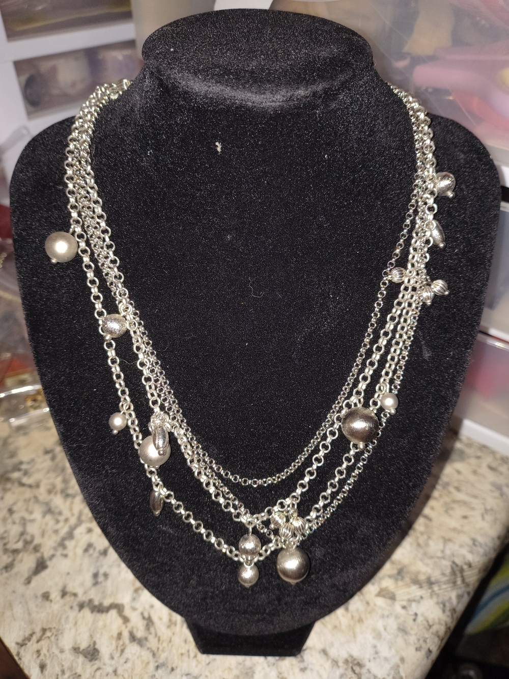Silver Multi-Strand Charm Necklace - Women Jewelry